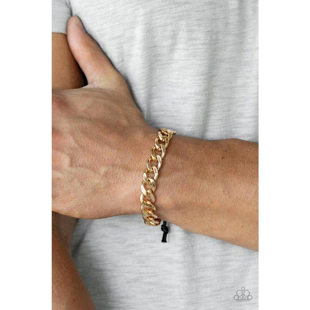 Paparazzi Chain Link Pull String Bracelet Mens/Renegade - Gold